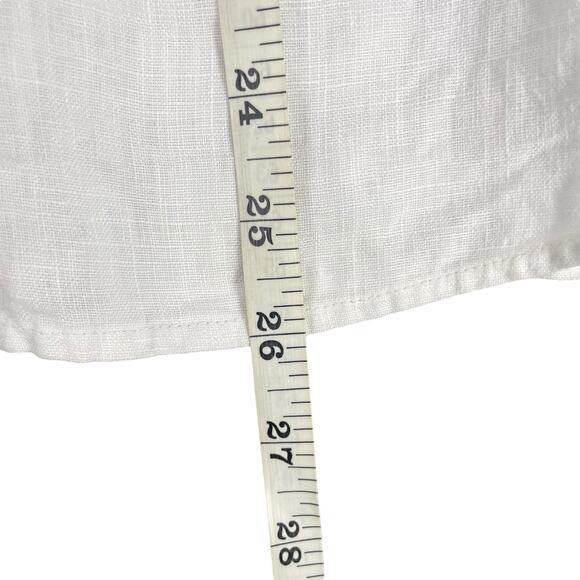 J. Jill White Linen Popover Collared Top Womens Size Medium Petite 3/4 Sleeve - Picture 10 of 15